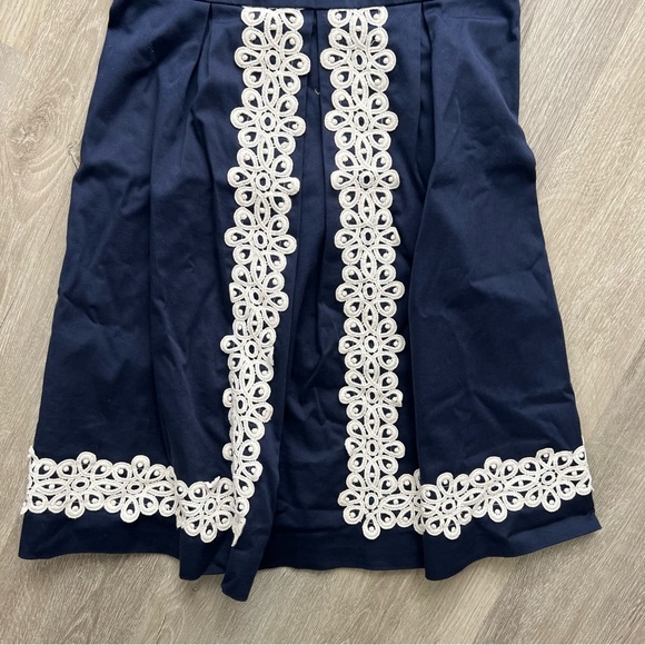 Lilly Pulitzer Betsey Navy Blue Eyelet Embroidered Lace Strapless Sate Dress 2 - Picture 3 of 6
